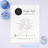 QR Code Beauty Salon Custom Logo Pink Marble チラシ (シングル)