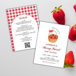 QR Code Berry Sweet Strawberry Girl Baby Shower 招待状