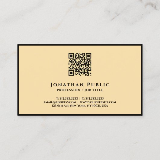 QR Code Black And Gold Elegant Modern Template 名刺 (裏面)