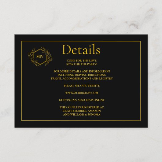 QR Code Black and Gold  Enclosure Card Details エンクロージャーカード (正面)