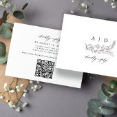 QR code black and white monogram wedding 出欠カード