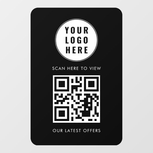 QR Code Black Business Logo Scan Here Modern ウィンドウサイン (シート)