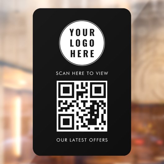 QR Code Black Business Logo Scan Here Modern ウィンドウサイン (シート2)