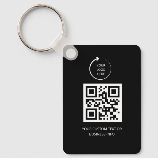 QR Code| black Business Professional Simple Logo キーホルダー (正面)