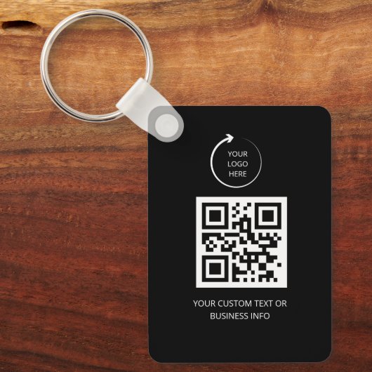 QR Code| black Business Professional Simple Logo キーホルダー (正面)