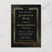 QR Code Black Gold Glitter Graduation Invitations 招待状 (正面)