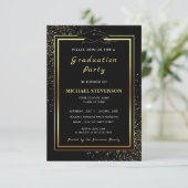 QR Code Black Gold Glitter Graduation Invitations 招待状 (スタンド正面)