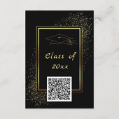 QR Code Black Gold Glitter Graduation Invitations 招待状 (裏面)