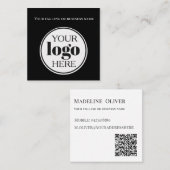 QR Code Black Logo Simple White スクエア名刺 (正面/裏面)