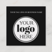 QR Code Black Logo Simple White スクエア名刺 (正面)