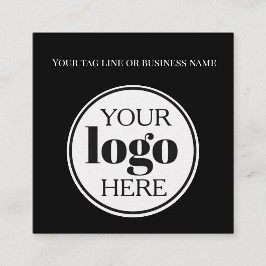 QR Code Black Logo Simple White スクエア名刺 (正面)