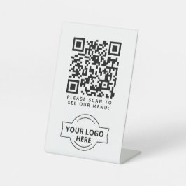 QR Code Black Menu Logo Contactless Modern Cafe 台座サイン