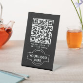 QR Code Black Menu Logo Contactless Modern Cafe 台座サイン (インサイチュ)
