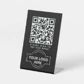 QR Code Black Menu Logo Contactless Modern Cafe 台座サイン (正面)