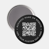 QR Code | Black Modern Minimalist Round マグネット (正面/裏面)