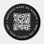 QR Code | Black Modern Minimalist Round マグネット (正面)