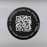 QR Code | Black Modern Minimalist Round マグネット<br><div class="desc">A simple custom black QR code magnet template in a modern minimalist style which can be easily updated with your QR code,  business name or website and custom text,  eg. scan me to...  #QRcode #magnet #business</div>