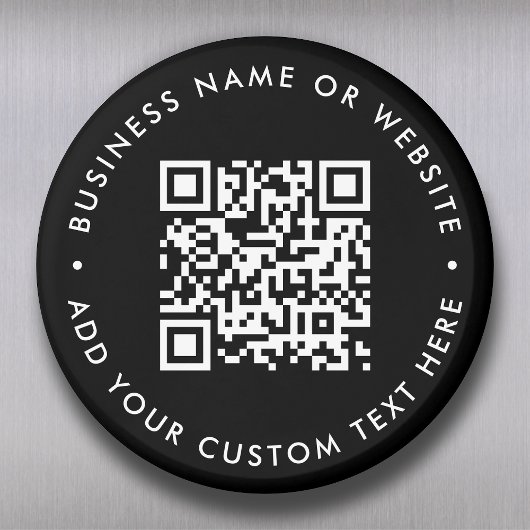 QR Code | Black Modern Minimalist Round マグネット