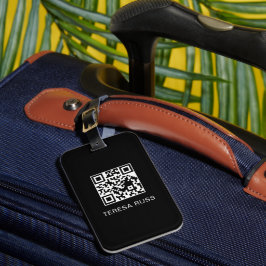QR Code Black Modern Stylish Virtual Contact Tag ラゲッジタグ