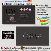 QR Code Black Pink Elegant Initial Social Media 名刺