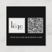 QR Code Black Square Logo Simple White スクエア名刺 (正面)