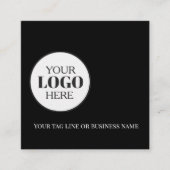 QR Code Black White Logo Simple スクエア名刺 (正面)