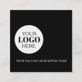 QR Code Black White Logo Simple スクエア名刺