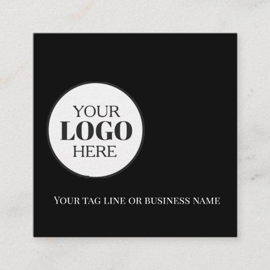 QR Code Black White Logo Simple スクエア名刺 (正面)