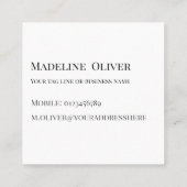 QR Code Black White Logo Simple  スクエア名刺 (裏面)