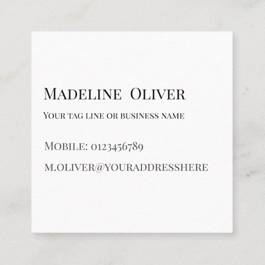 QR Code Black White Logo Simple  スクエア名刺 (裏面)