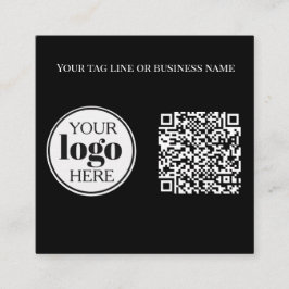 QR Code Black White Logo Simple  スクエア名刺