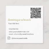 QR Code Black White Monogram Modern Beauty スクエア名刺 (裏面)