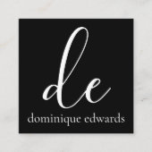 QR Code Black White Monogram Modern Beauty スクエア名刺 (正面)