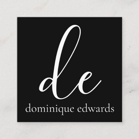 QR Code Black White Monogram Modern Beauty スクエア名刺 (正面)