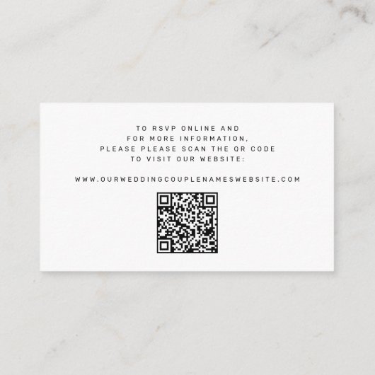 QR code black white monogram wedding details エンクロージャーカード (裏面)