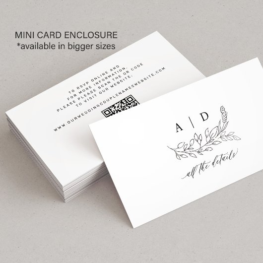 QR code black white monogram wedding details エンクロージャーカード
