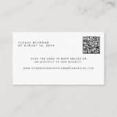 QR code black white monogram wedding website RSVP エンクロージャーカード (裏面)