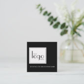 QR Code Black White Square Logo Simple スクエア名刺 (スタンド正面)