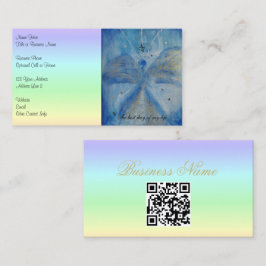 QR-Code-Blue Angel on a pastel rainbow background 名刺