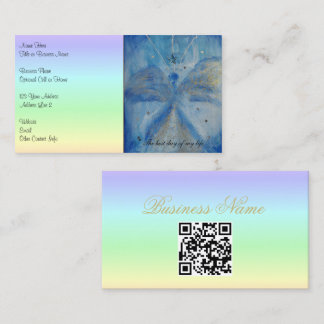 QR-Code-Blue Angel on a pastel rainbow background 名刺