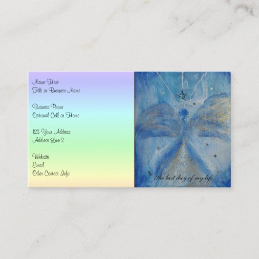 QR-Code-Blue Angel on a pastel rainbow background 名刺 (正面)