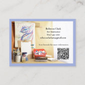 QR Code Blue Art Teacher Tutor Art Class  名刺 (正面)