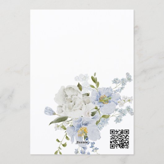 qr code Blue Floral "Something Blue" Bridal Shower 招待状 (裏面)