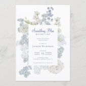 qr code Blue Floral "Something Blue" Bridal Shower 招待状 (正面)