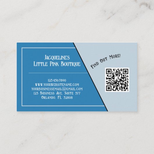 QR Code Blue Girly Mid-Century Salon II 名刺 (裏面)