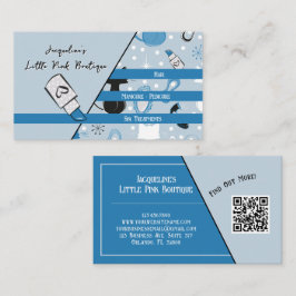 QR Code Blue Girly Mid-Century Salon II 名刺
