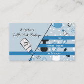 QR Code Blue Girly Mid-Century Salon II 名刺 (正面)