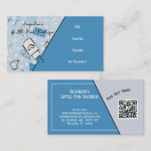 QR Code Blue Girly Mid-Century Salon III 名刺 (正面/裏面)