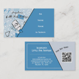 QR Code Blue Girly Mid-Century Salon III 名刺