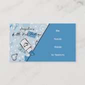 QR Code Blue Girly Mid-Century Salon III 名刺 (正面)